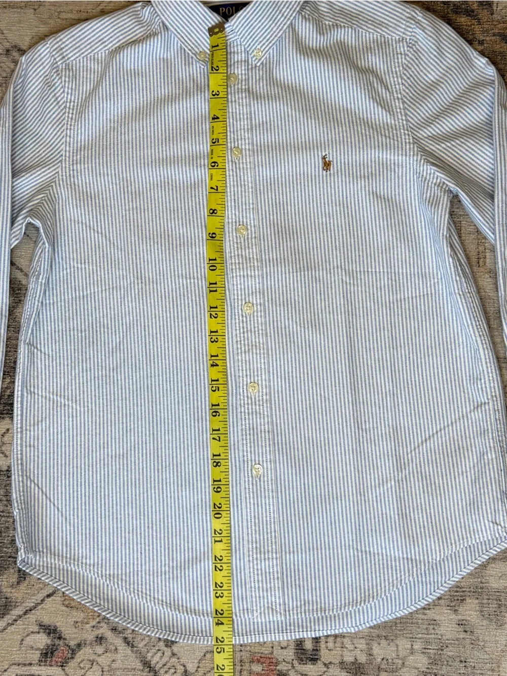 Ralph Lauren Boys White and Blue Pinstripe Button-Down Shirt